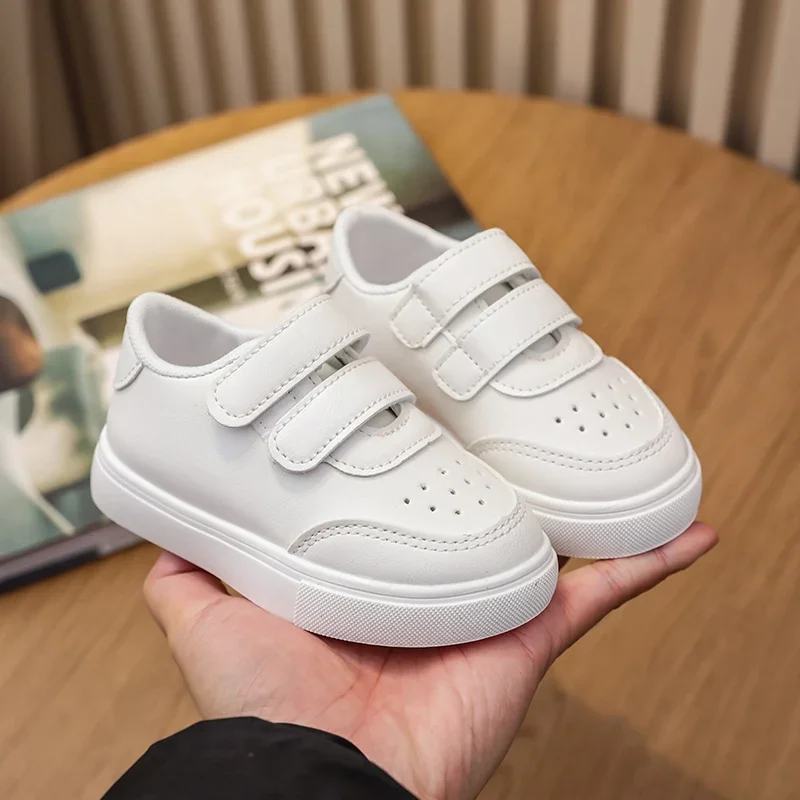 White Kids Classic Sneakers for School Uniform and Sports