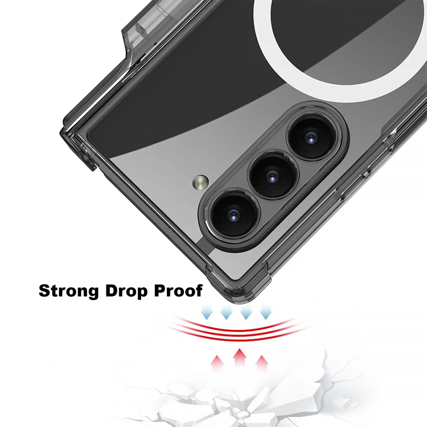 Robuste, stark sturzsichere TPU-Schutzhülle für Samsung Galaxy Z Fold 6, magnetische Aufladung, mit Telefonständer, Glasbildschirmfolie_voghion.com