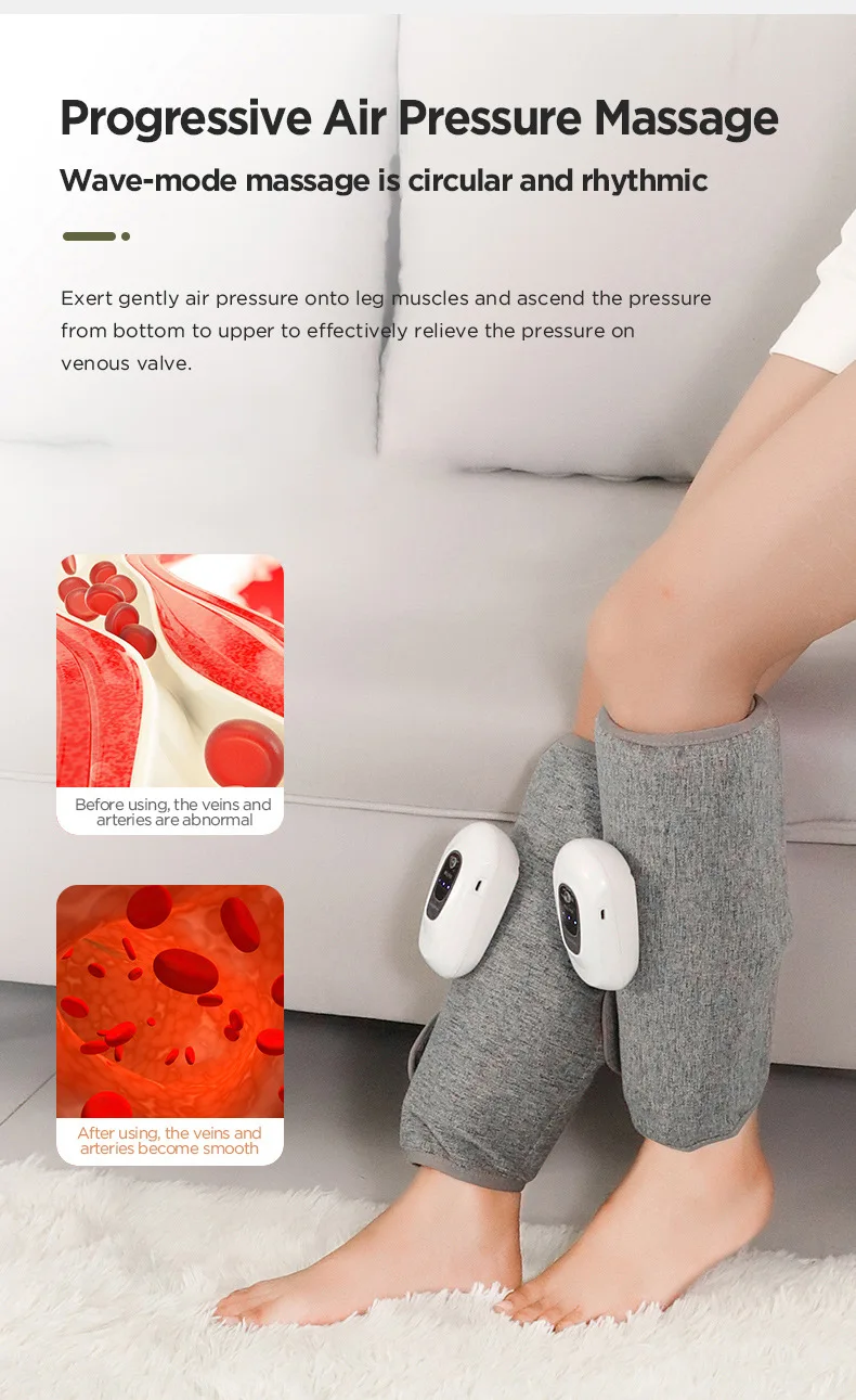 Wireless 360° Air Pressure Calf Massager Rechargeable Muscle Relaxer for Blood Circulation Pain Relief Smart Electric Device