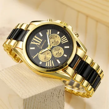 Classic Mens Watches Luxury Stainless Steel Quartz Wristwatch Large Dial Gold Men Business Casual Watch Clock Gifts Reloj Hombre