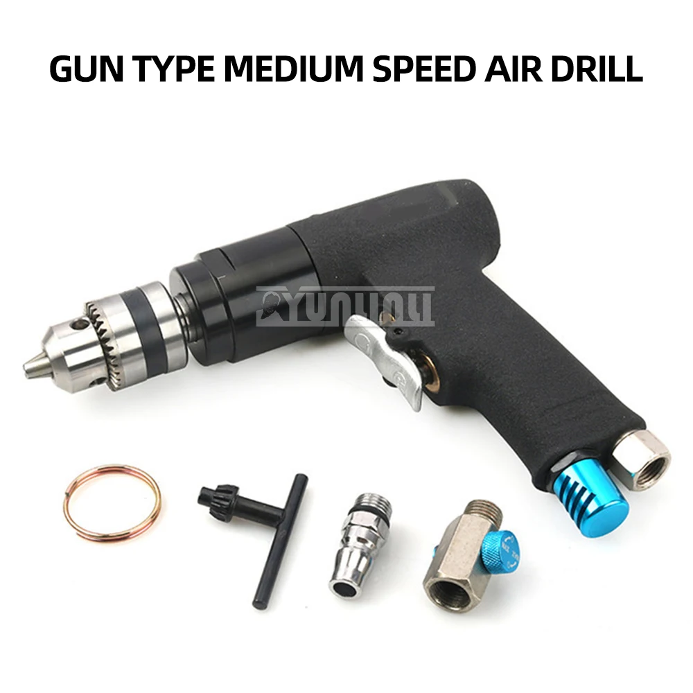 3/8'' Professional Air Drill 1.5-10mm Pneumatic Drill High-speed Cordless  Pistol Type Pneumatic Gun Drill Reversible Air Drill air hammer professional handheld pistol gas shovels small rust remover cutting pneumatic tool air chisel pneumatic blade