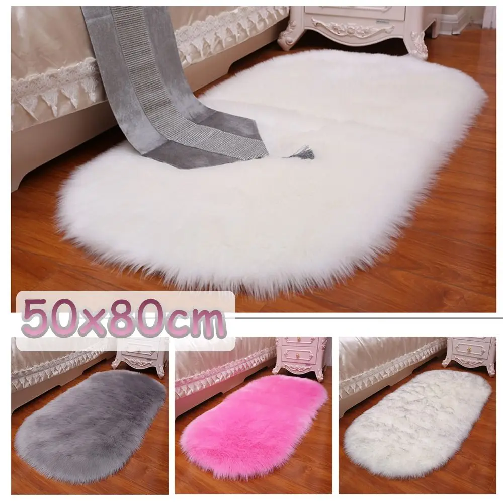 

Floor Protection Plush Carpet Soft Washable Non Slip Hairy Fur Rugs Imitation Wool Sofa Cushion Rugs Bedroom