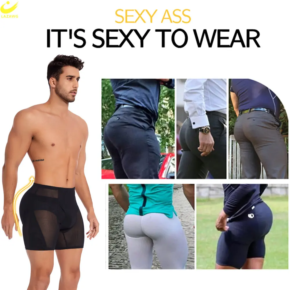 LAZAWG Padded Butt Lifter for Men Panties Tummy Control Hip Enhancer Shorts  Push Up Booty Lifting Underwear Slimming Shapewear
