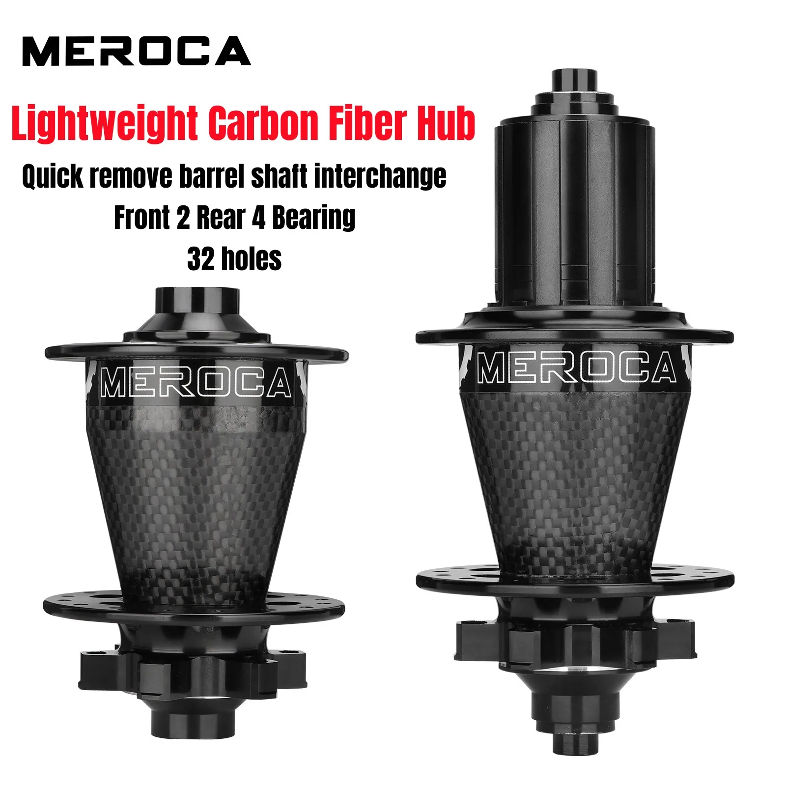 

MEROCA Mountain Bike Carbon Fiber Hub 8 9 10 11 Speed Thru Axle Quick Release 32 Holes MTB Bicycle Disc Brake Hub Sealed Bearing