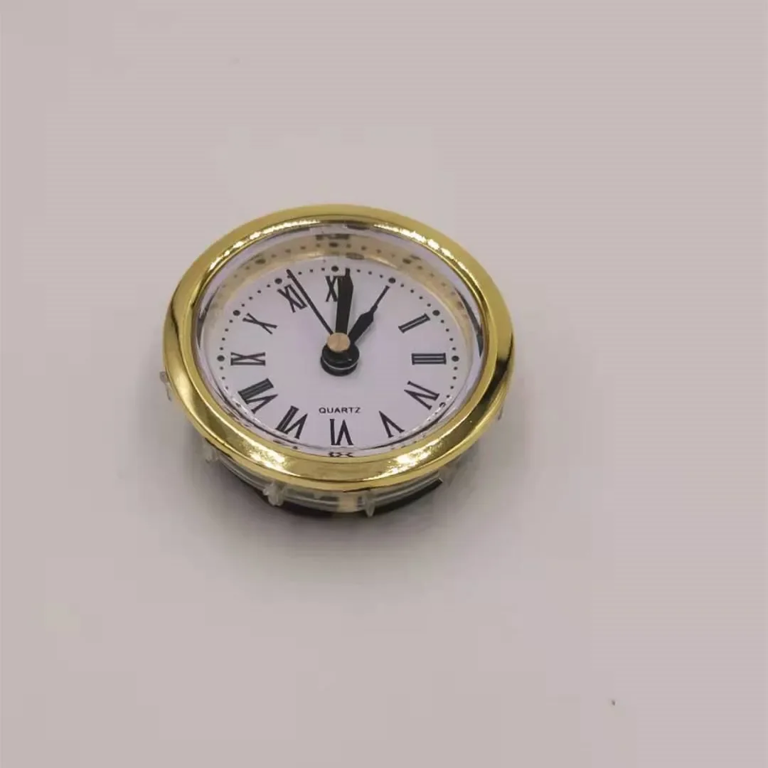 5PCS Gold Rim Diameter 50MM Insert Quartz Clock for Built-in Insert Clock Head DIY Desk quartz clock movement