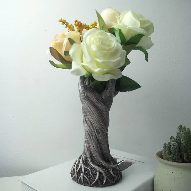 Dry Floral Plant Vase Ornament Tree Trunk Furnishings Unique Flower Vase Suitable for Home Office Living Room
