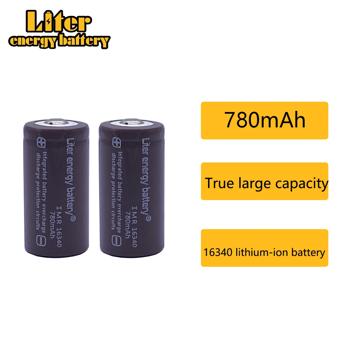 ליטר אנרגיה סוללה RCR 123 16340 780mAh 3.7V ליתיום סוללה נטענת ליתיום סוללות עם חבילה הקמעונאי