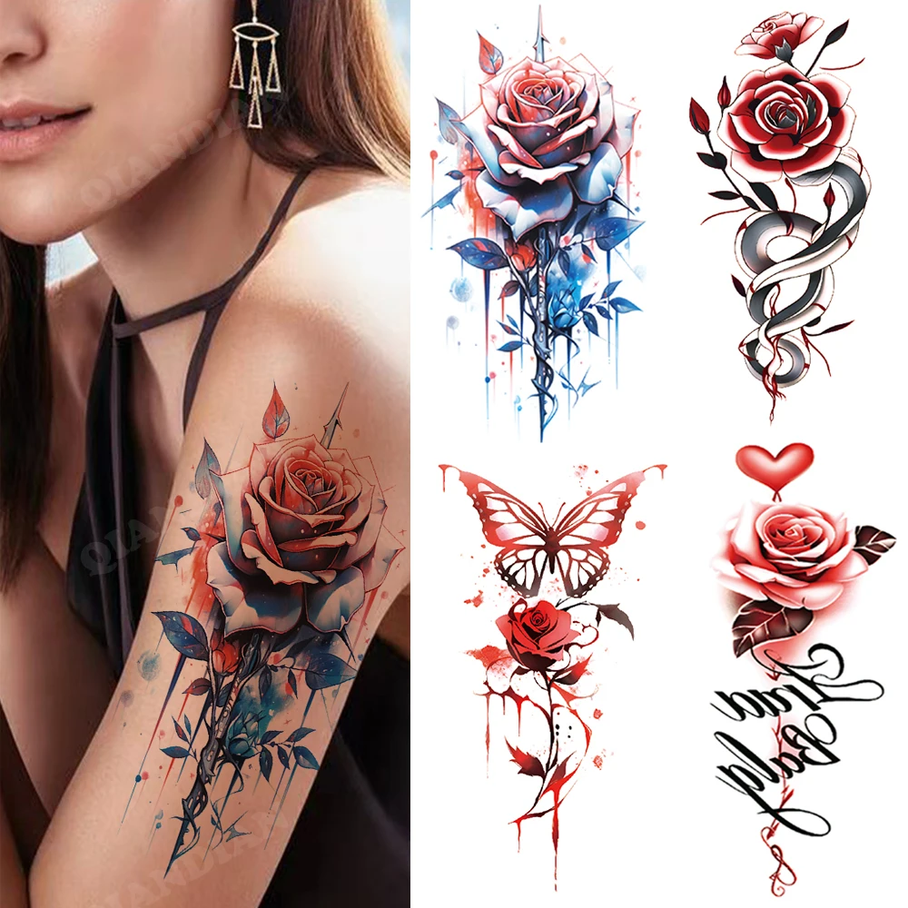 pegatina-de-tatuaje-temporal-a-prueba-de-agua-para-mujer-flor-colorida