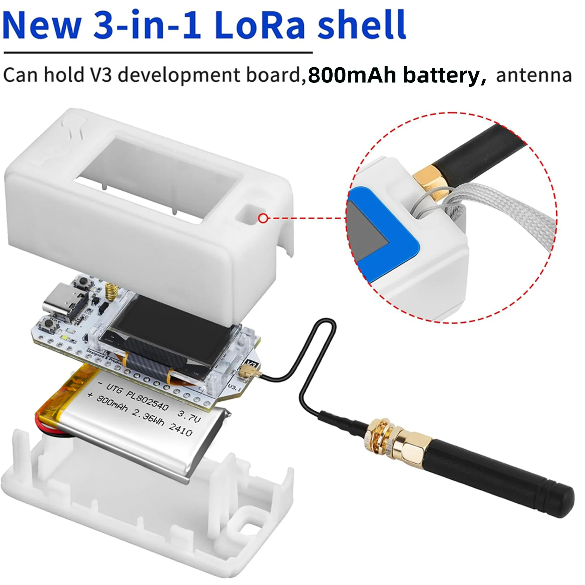 รูปสินค้า Meshtastic Heltec V3 ESP32 LoRa 32 Dev-Board Kit Case(เคสเท่านั้น - ไม่รวมรายการอื่นๆ)