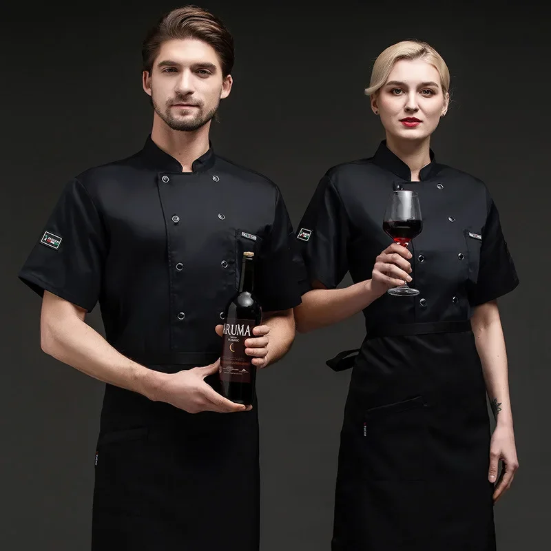 Short-sleeved Chef Work Clothes for Men and Women Hotel Canteen Back Kitchen Breathable Mesh Chef Uniform Long-sleeved chef uniform