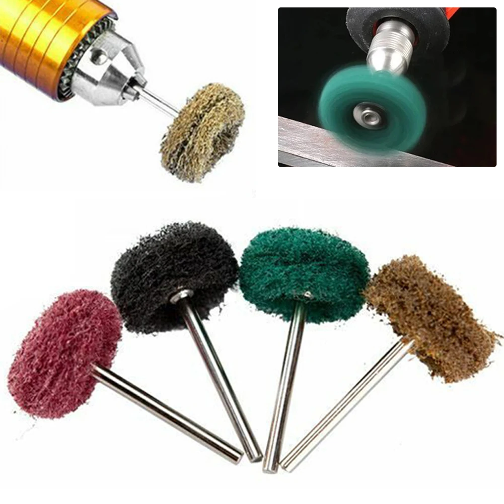 

4pcs Mini Drill Abrasive Brush Nylon Buffing Polishing Wheel With 3mm Shank For Dremel Rotary Tool Accessories Set