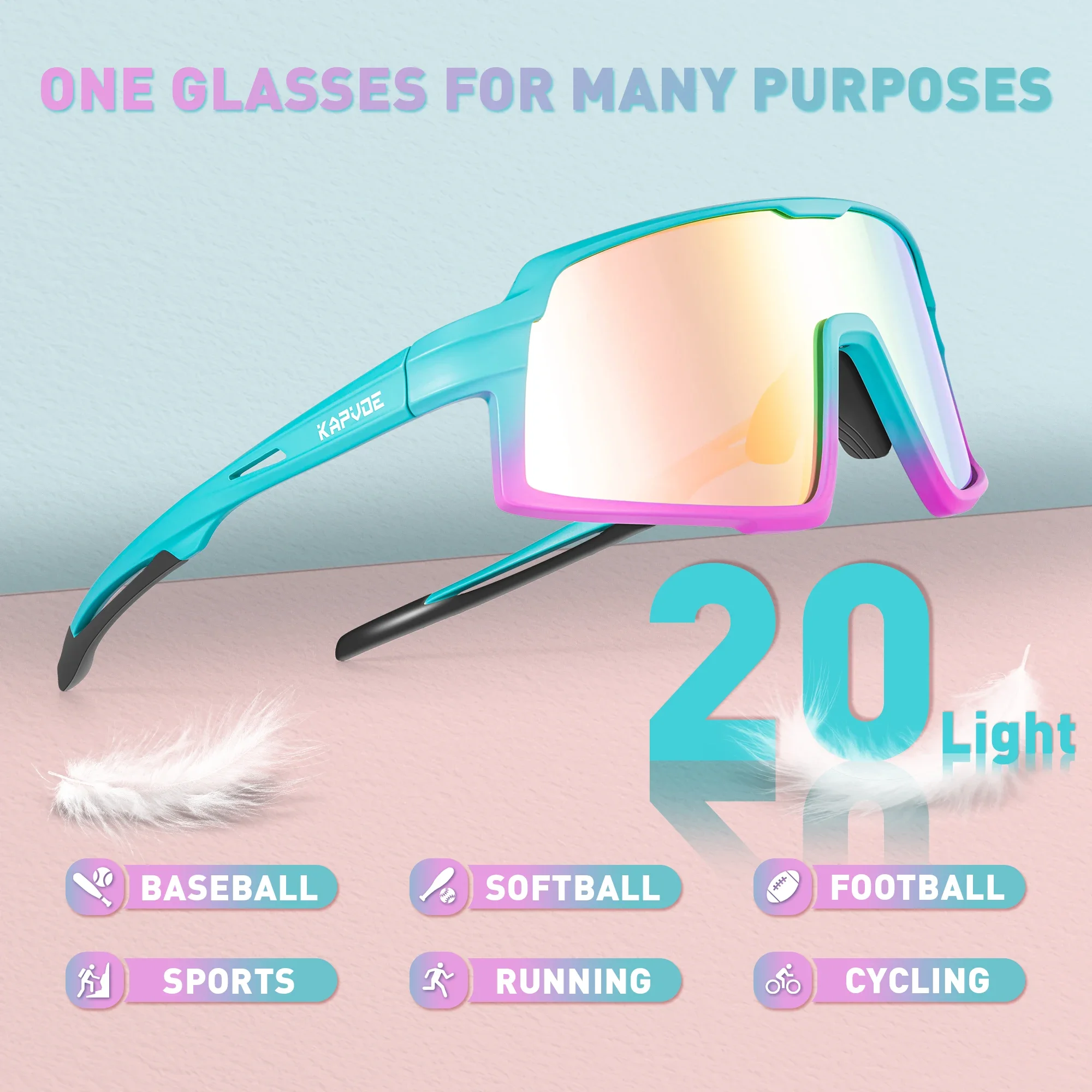Kapvoe Kids Polarized Sunglasses Cycling Glasses Boys Girls MTB Glasses Sports Driving Running Blue UV400 Lightweight Goggles