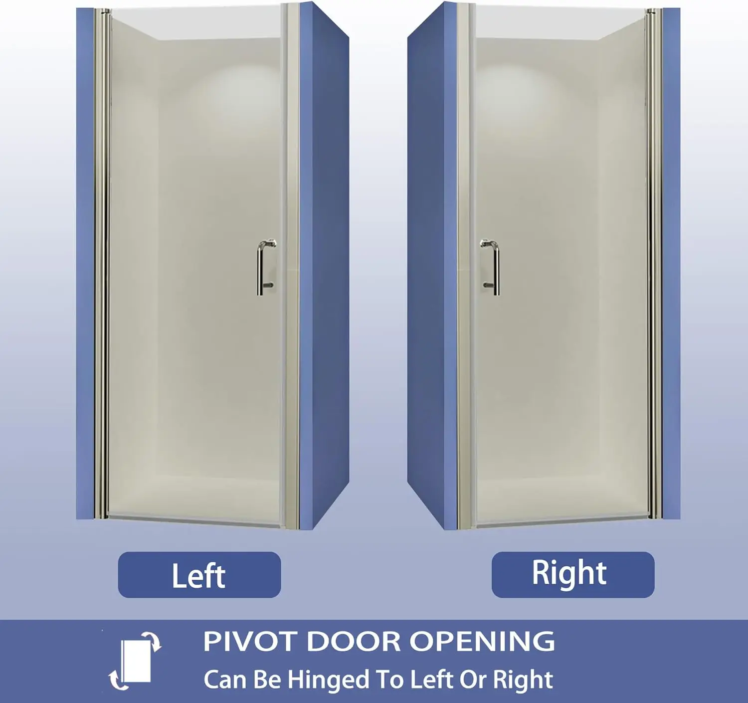 Pivot Swing Shower Door,32-33.5" W x 72" H ,1/4 in Thick Clear Tempered Glass, Glass Shower Doors Can Be Reversible Installation 4