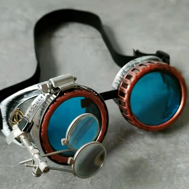 Vintage Steampunk Goggles Cosplay Glasses Eyewear Costume Accessory Riding Glasses Breathable Headband Glasses Durable 3