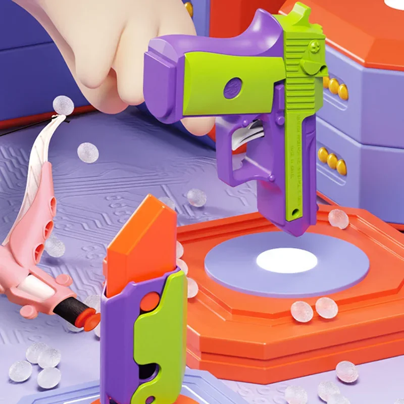 Children Toys 3D Printing Model Gravity Carrot Soft Slingshot Gun Knife Leisure Sports Decompression Toy Gift for Kids 4pcsset