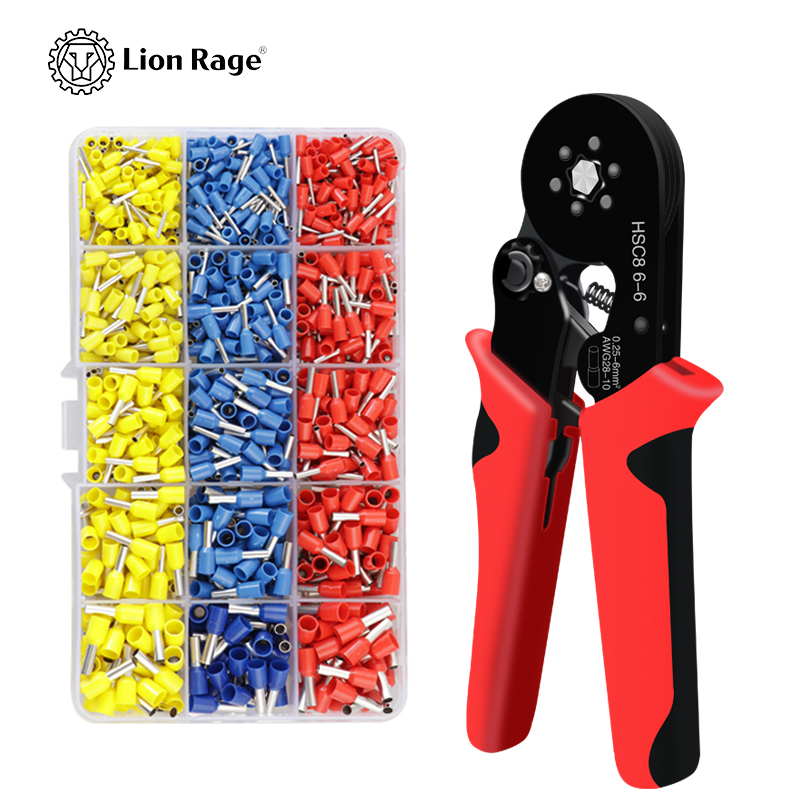 Tubular Terminal Crimping Pliers HSC8 6-6 Crimper Wire Mini Ferrule Crimper Tools Household Electrical Kit With 1020pcs Terminal