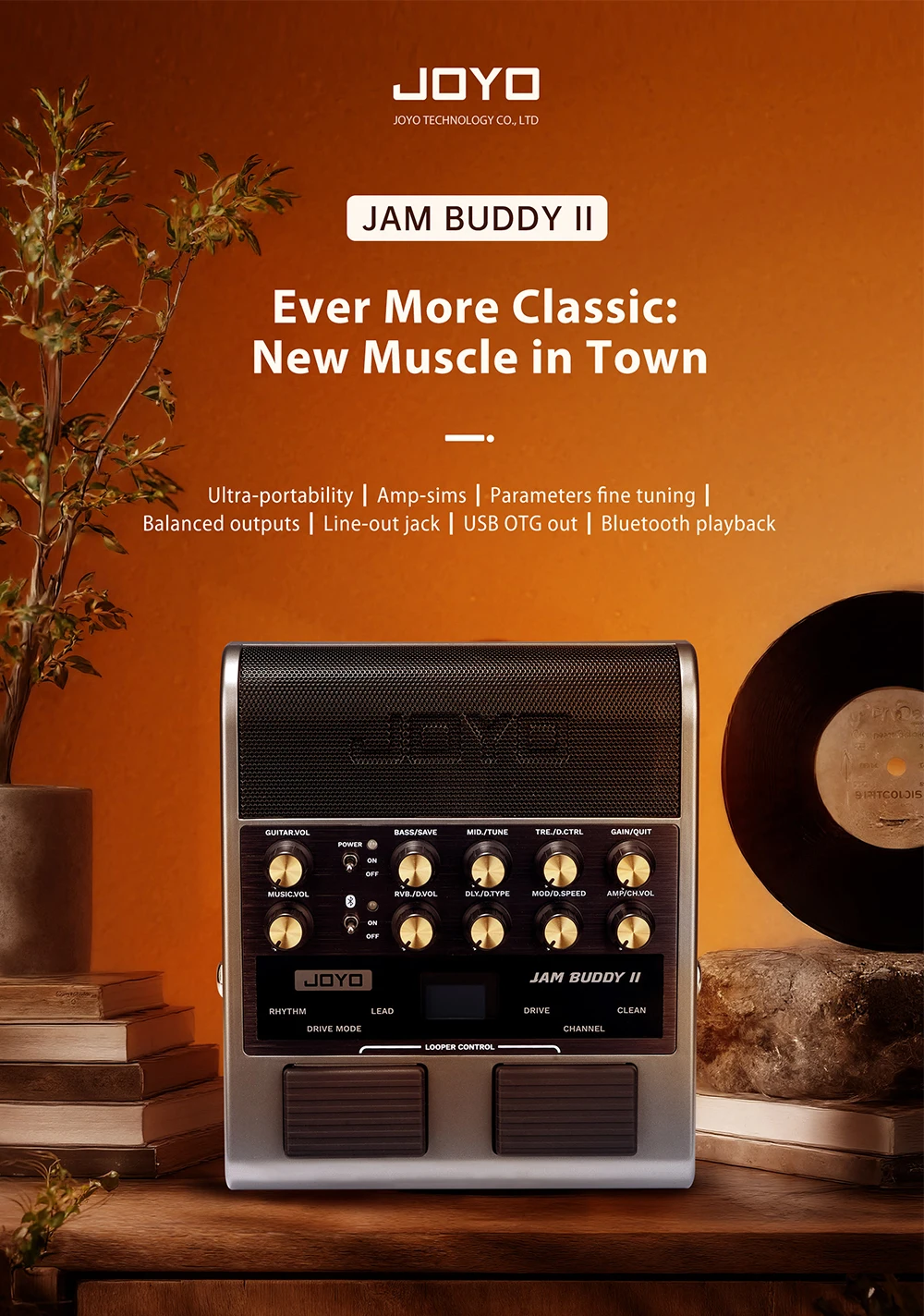 JAM BUDDY II 10W Guitar Amp 14 Amp Models 9 Effects Drum Machine Looper Bluetoot