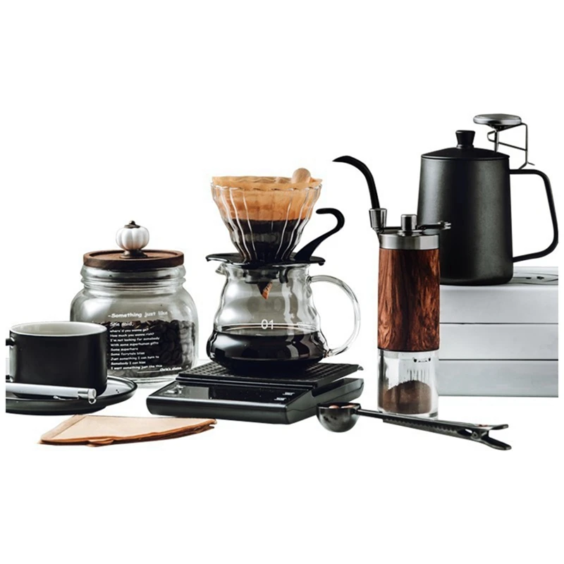 

Hand Brewed Coffee Set Outdoor Barista Tools Dripper Filter Coffee Kettle Manual Grinder Portable Gooseneck Kettle