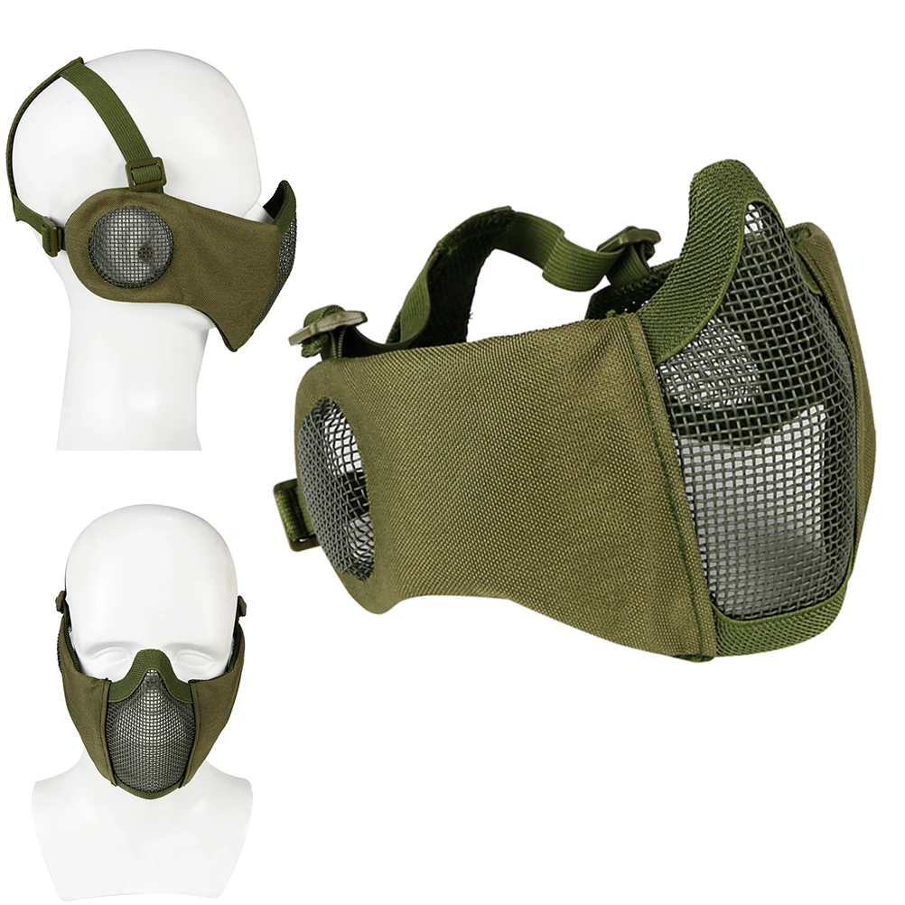 and Paintball CS Foldable Half Low-carbon Steel Mesh Style Comfortable Adjustable Protective (Black)