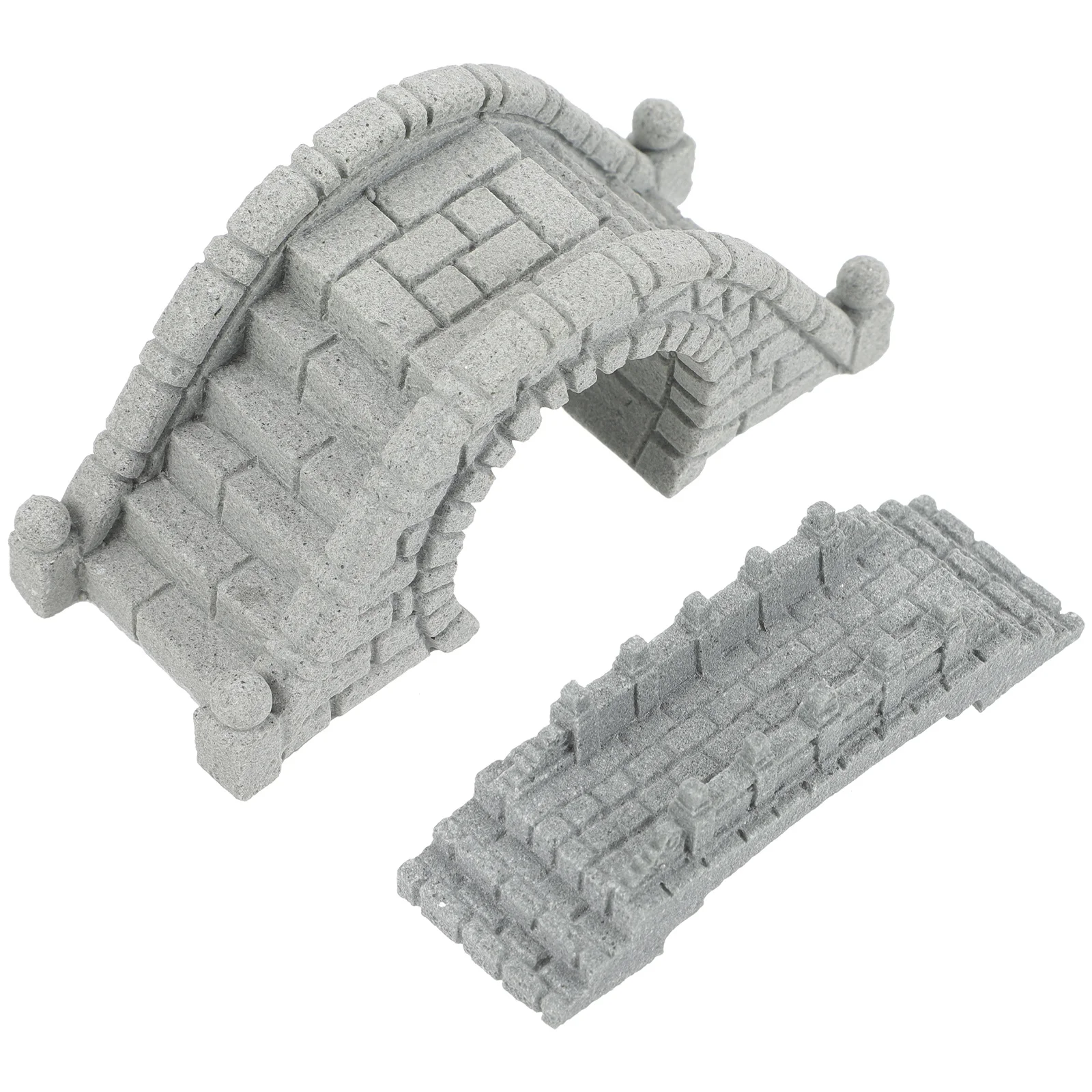 

2 Pcs Bonsai Garden Bridge Aquarium Decoration Fairy Ornament Supplies Sandstone Underwater Fish Tank Adorn