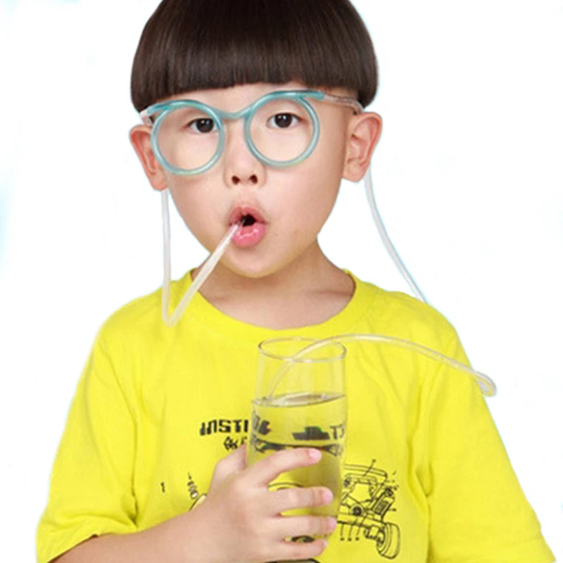 Funny Soft Glasses Straw Flexible Drinking Tube Birthday Christmas Party  Accessories Plastic Drinking Straws Kids Gift