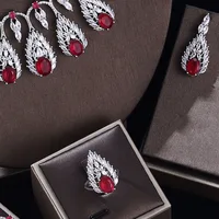 2024 Clever Dubai Water Drop 4-piece Necklace and Earring Set with Cubic Zirconia Jewelry for Women's Wedding Party Gifts 5