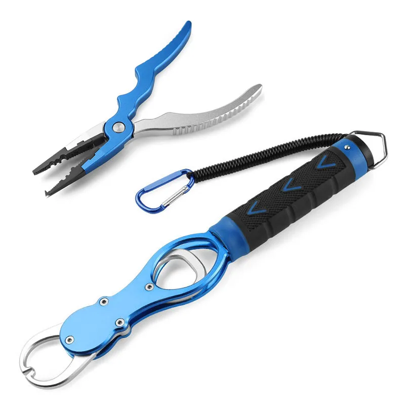 

Fish Grip with Scale + Multifunction Fishing Pliers Aluminum alloy With Retention Rope Outdoor Lure Fishing Tools