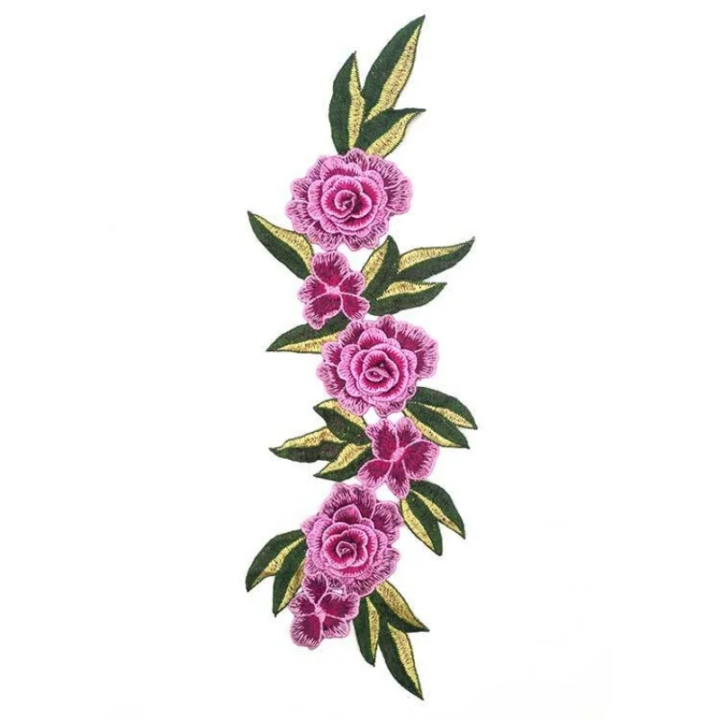 2PCS Water-soluble three-dimensional multi-layer embroidery cloth paste heavy embroidery roses DIY lace accessories
