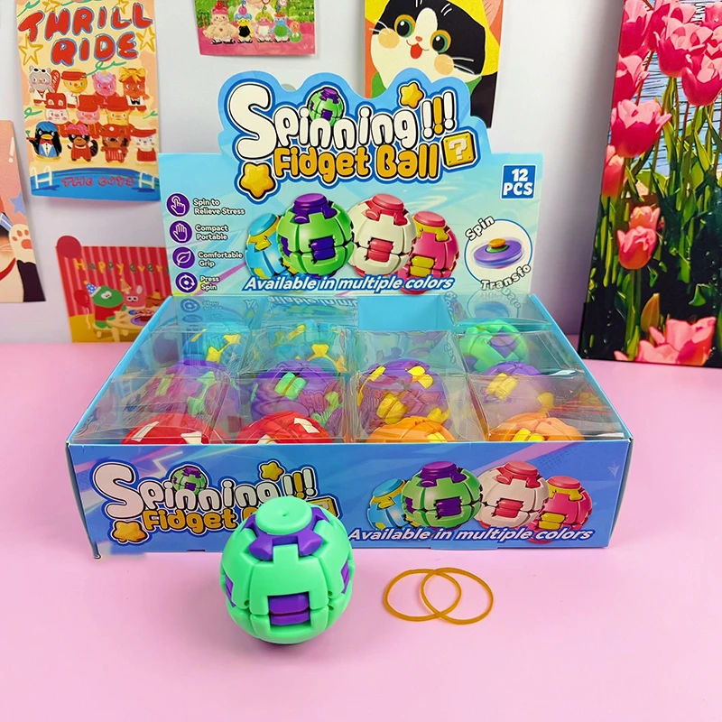Spinning Fidget Ball - Rotatable Puzzle Sphere for Stress Relief & Sensory Play