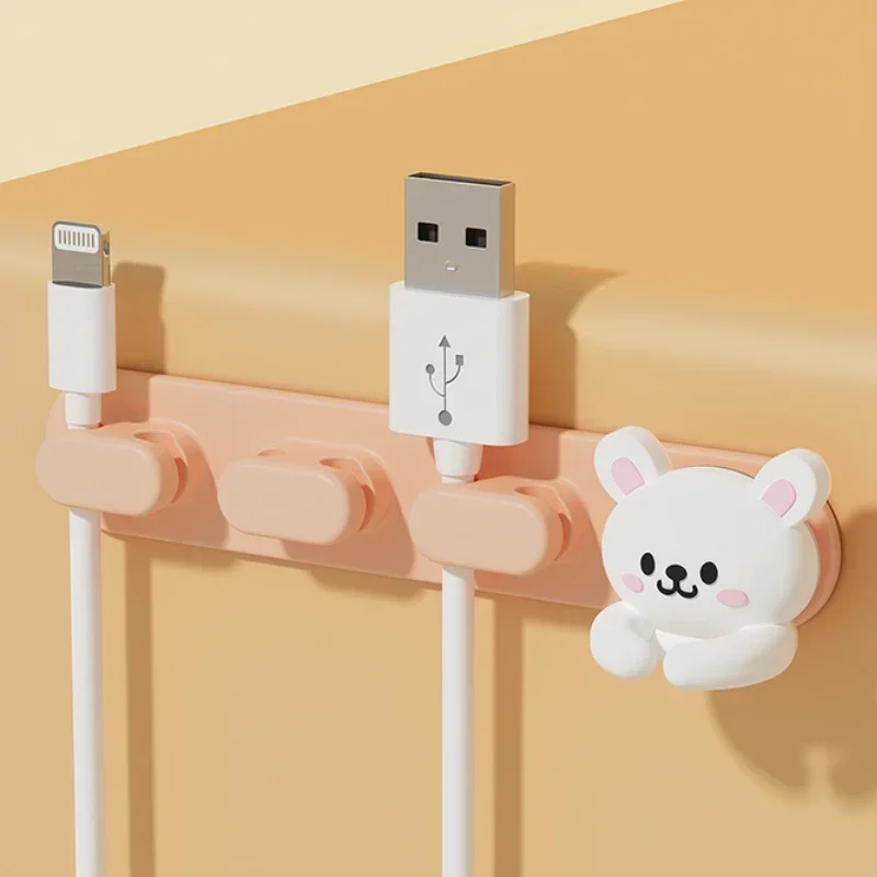 Desktop Cute Cable Organizers Holder Clip Desk Tidy Organiser SelfAdhesive Wall Mounted Cable Management Office Wire Cord Holder 5