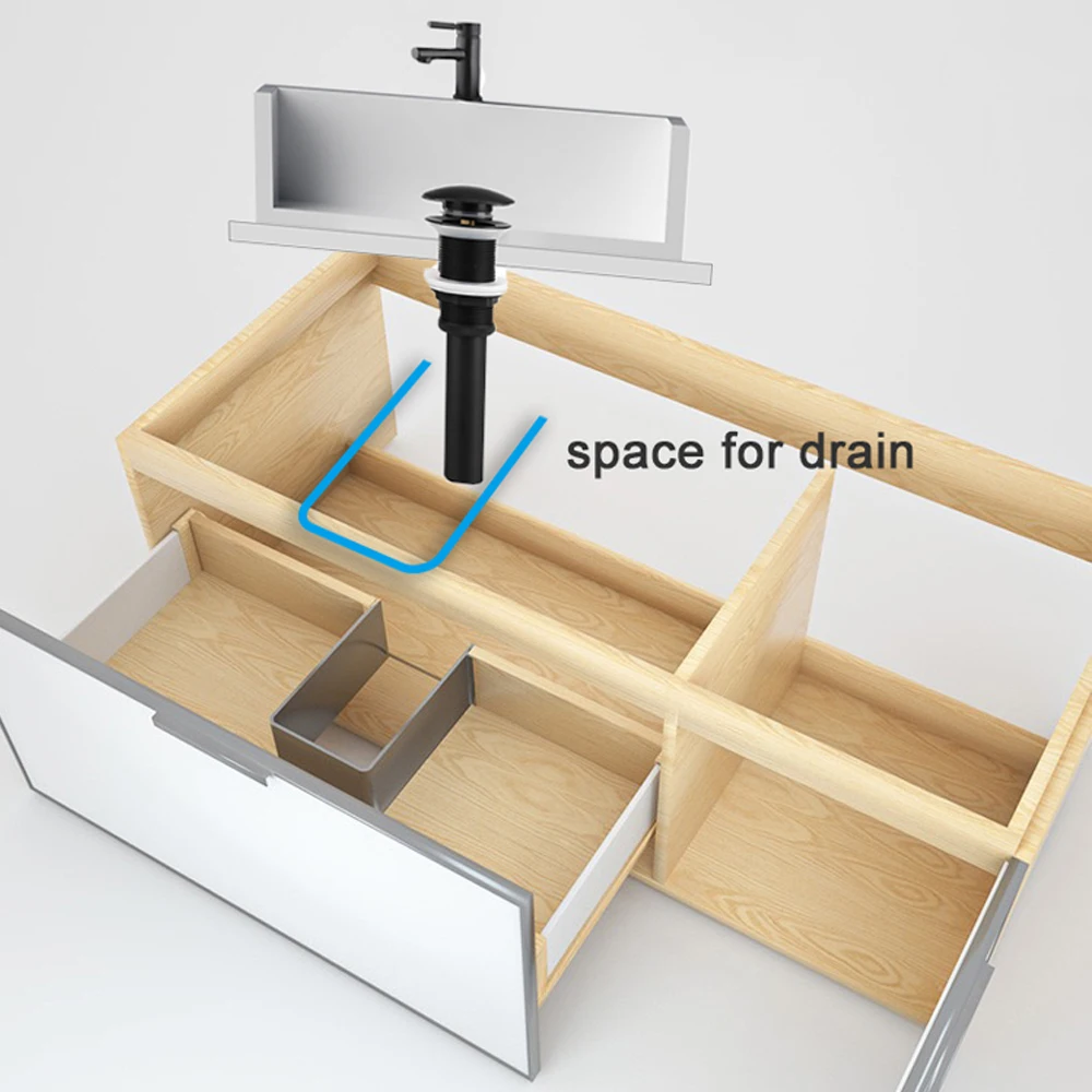 Bathroom Kitchen Sink Drawer Drainage Ring U Shape Plastic Siphion Pipe Space U-shaped Slot Cabinet Recessed Bath Hardware Set bathroom hardware set,bathroom hardware accessories,plumbing tool