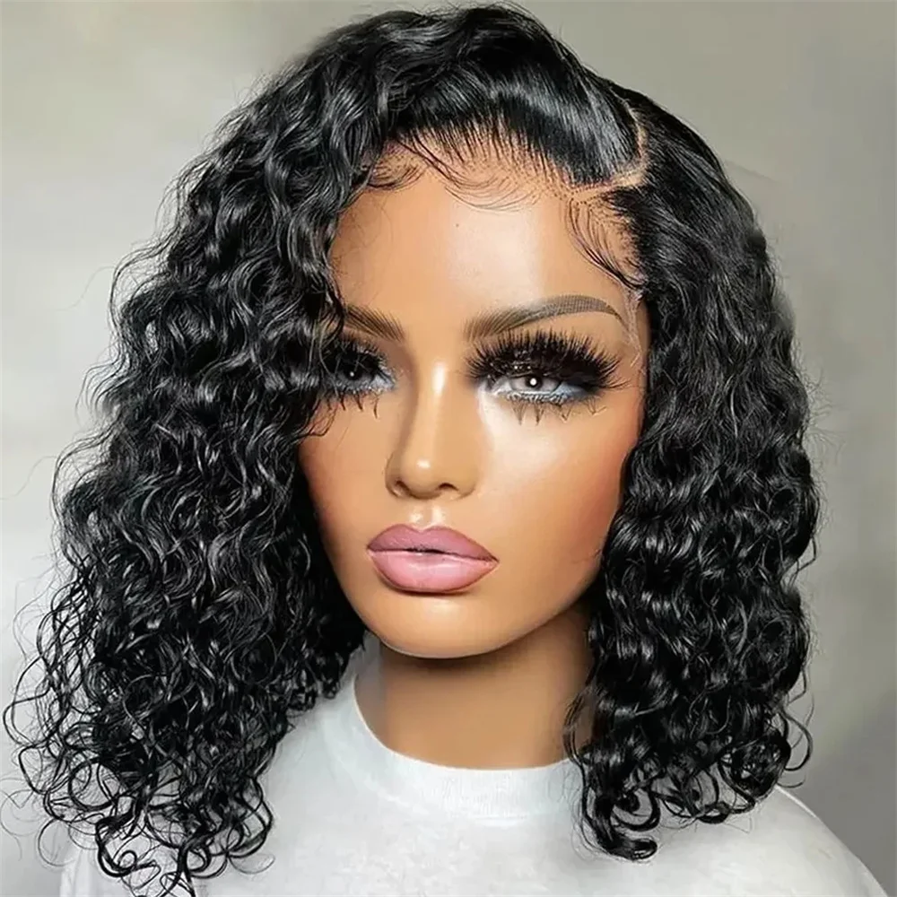 

13x4 HD Lace Deep Wave Frontal Wig For Women Short Curly Bob Wig Lace Front Wigs Human Hair Brazilian Natural Pre Plucked