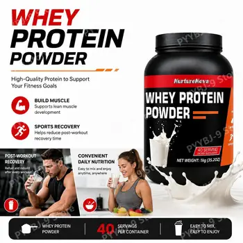 NurtureNova Whey Protein Powder Milk Flavor Nutrition for Muscle Building Sports Recovery and Fitness Training 1KG 40 Servings 1