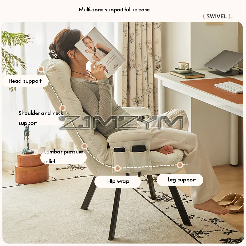 360&deg; Rotation Folding Recliner Ergonomic Office Lunch Break Nap Bed Dual-use Chair Household Reclining Chair