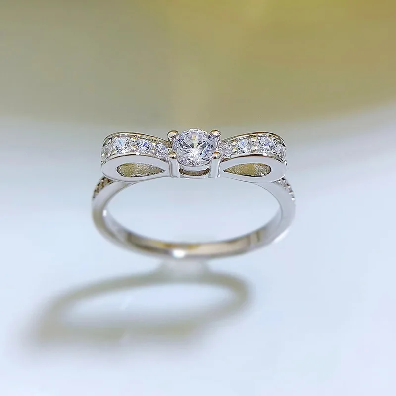 

S925 Серебряное кольцо с бантом, модное женское кольцо с маленькими бриллиантами, оптовая продажа