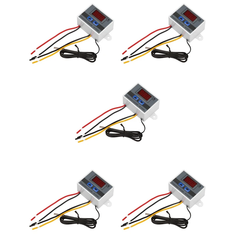 

5X 220V Digital LED Temperature Controller 10A Thermostat Control With Switch Digital Display Incubation Controller