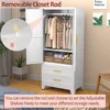 Metal Armoire Wardrobe Closet with 2 Drawers and Hanging Rod, 71'' Tall Wardrobe Cabinet with Doors and Adjustable Shelves 4