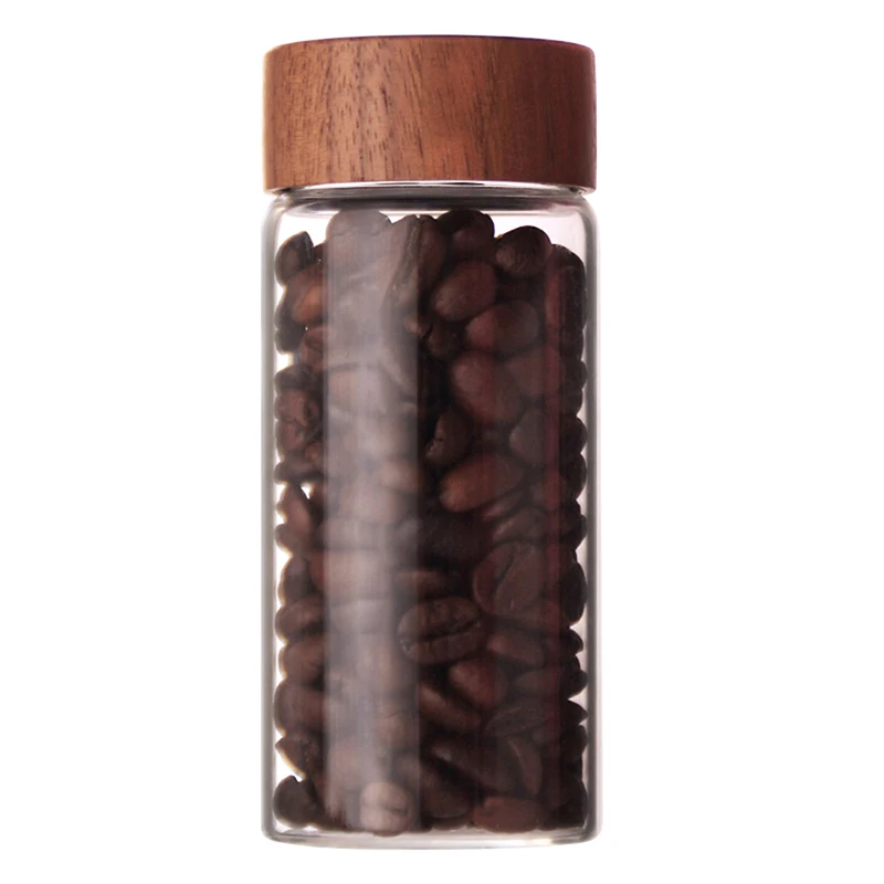 Coffee Bean Glass Tube With Wood Tool Bottled Tubes Grain Storage Wooden Sealed Airtight Canisters 5
