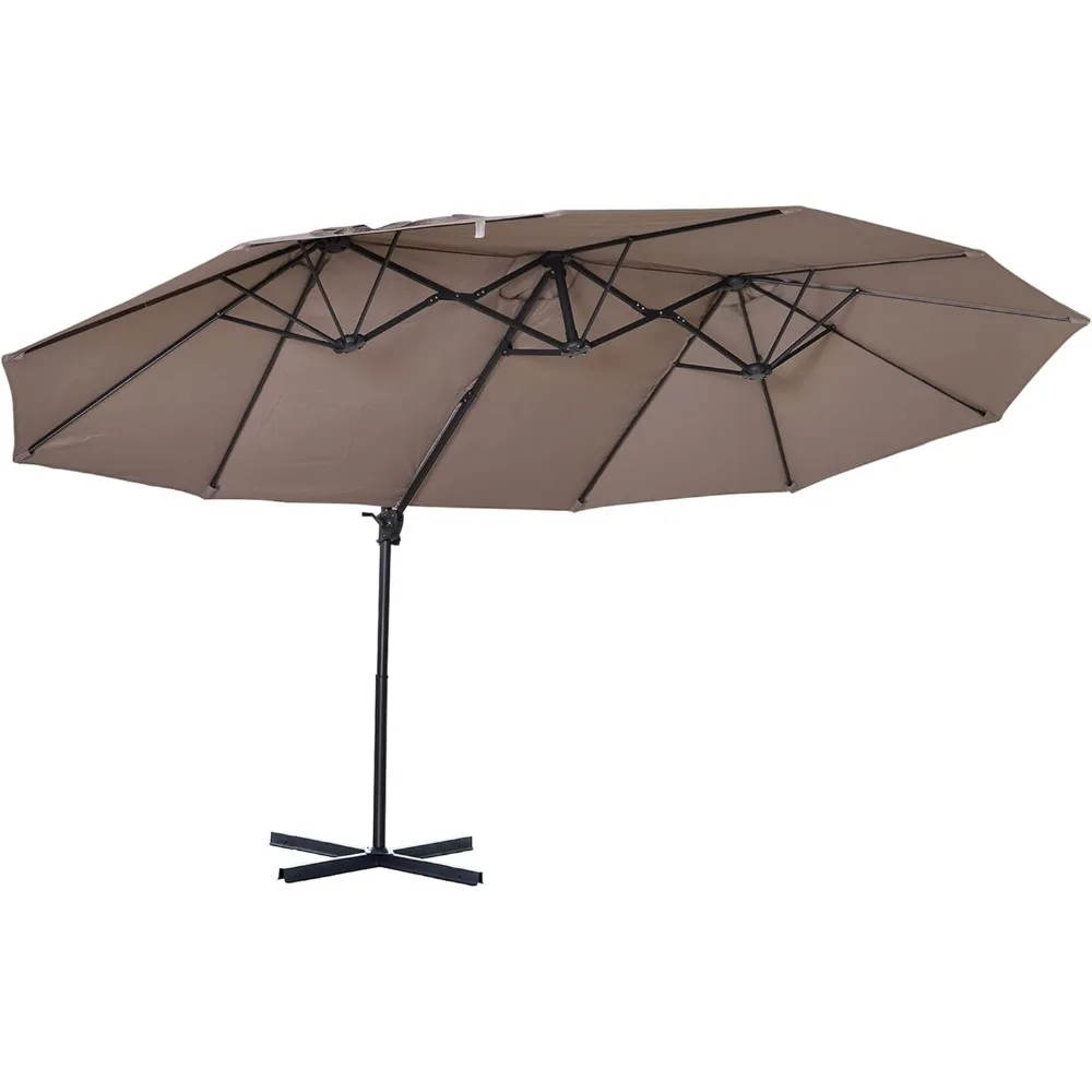 Patio Umbrella Double-Sided Outdoor Market Extra Large Umbrella with Crank, Cross Base for Deck, Lawn, Backyard an 2
