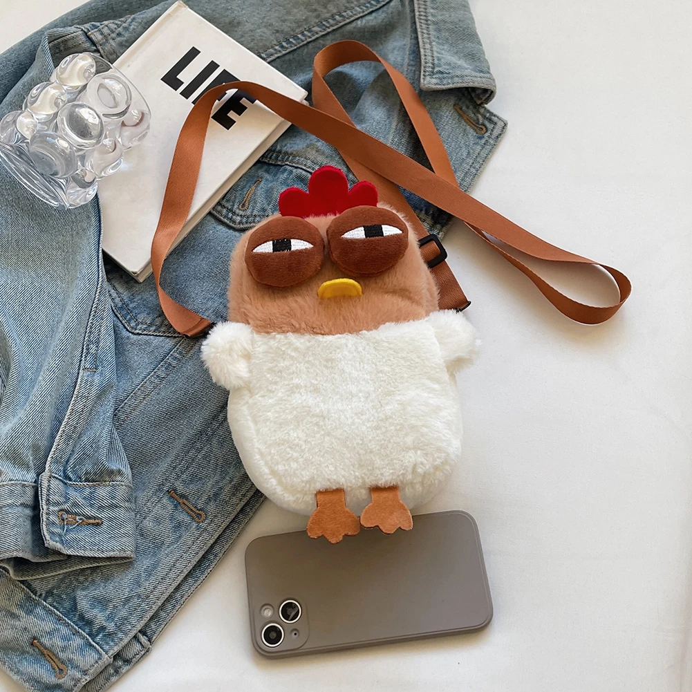 Cute Chicken Bag for Women Girls Gift Chicken Purse for Women Fluffy Hen Shoulder Bag  Handbag Cute Animal Crossbody Bags