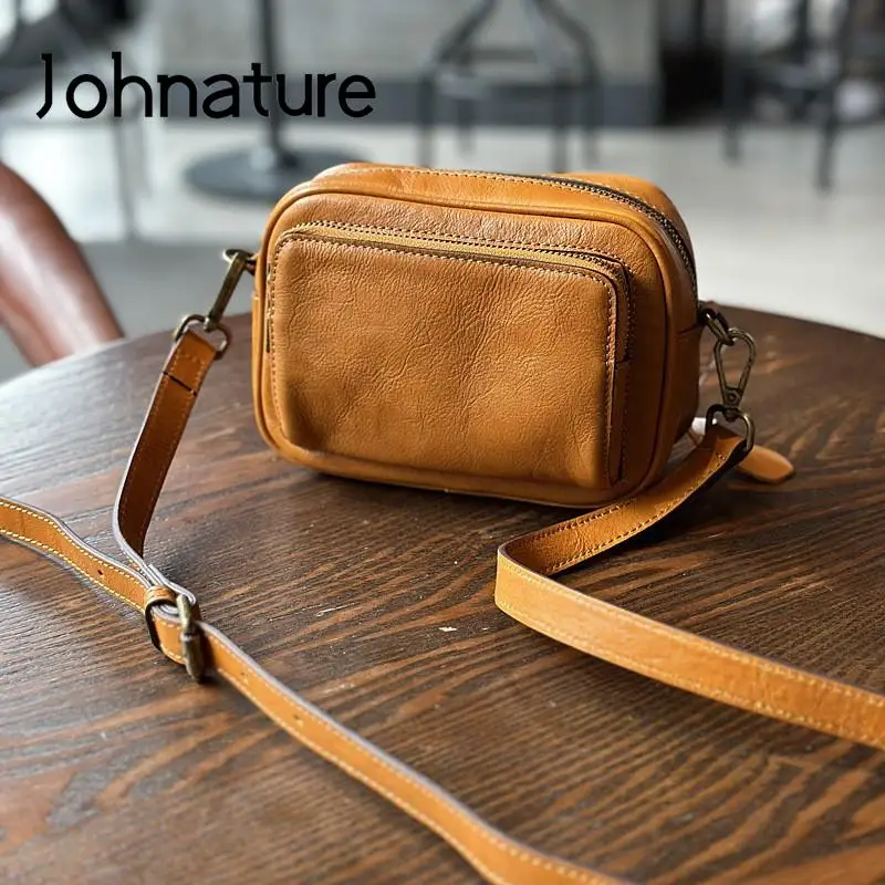 Johnature 2023 New Casual Genuine Leather Crossbody Bags For Women