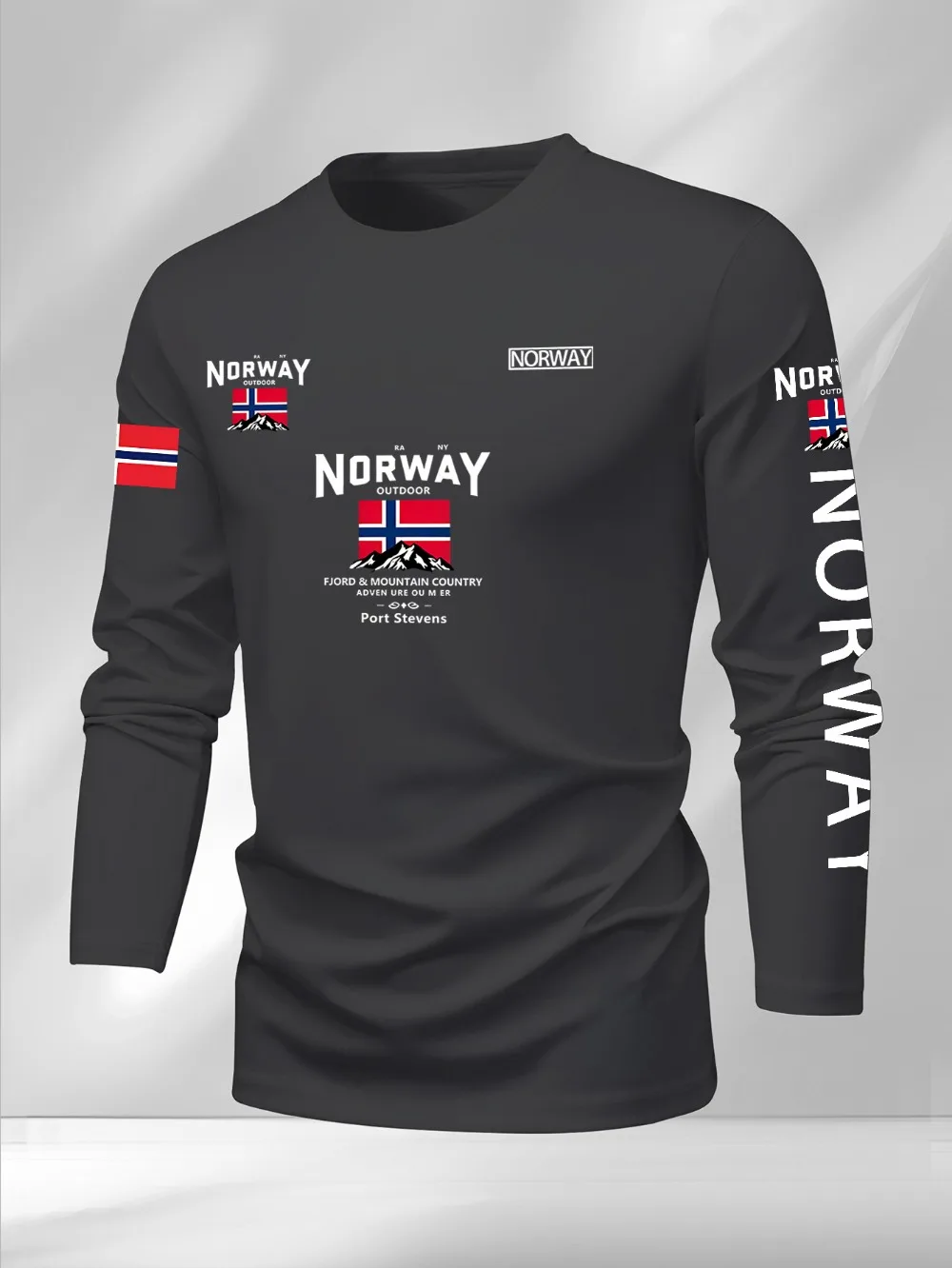 Norwegisches Muster 3D-Druck Sport Schnelltrocknend Atmungsaktiv Herren Langarm-T-Shirt Outdoor Freizeit Streetwear Eltern-Kind-Kleidung