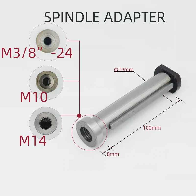 

19*100mm Angle Grinder Modified Polisher Machine Spindle Adapter Hand Held Linear Polisher Parts M10M14M0. 375 inch handle M8M10