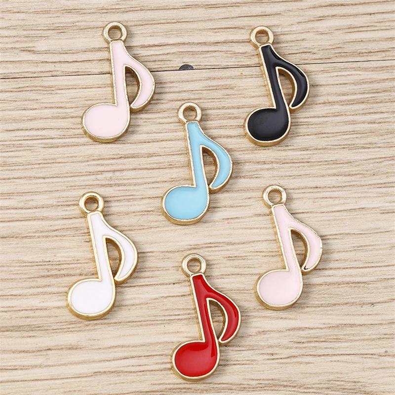 10 Stück 12x20mm Niedliche Emaille-Musiknoten-Anhänger für Schmuckherstellung Ohrringe Halsketten Armbänder DIY Bastelzubehör