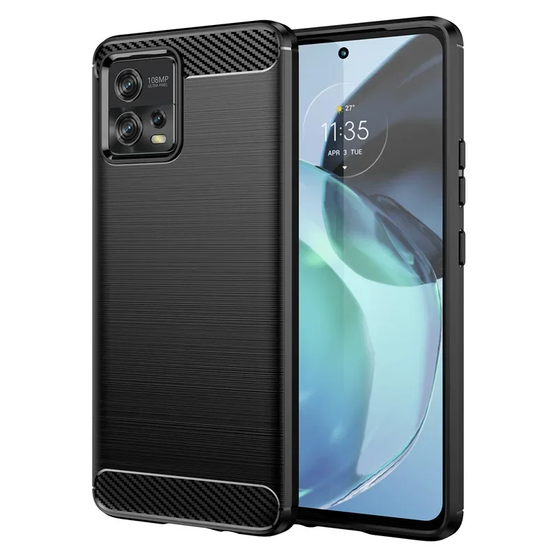For Motorola Moto G22 G32 G42 G52 G62 G72 G82 Case Silicone Bumper Carbon Fiber TPU Slim Cover For Moto E22 E22i E22S E32 E32S - 1
