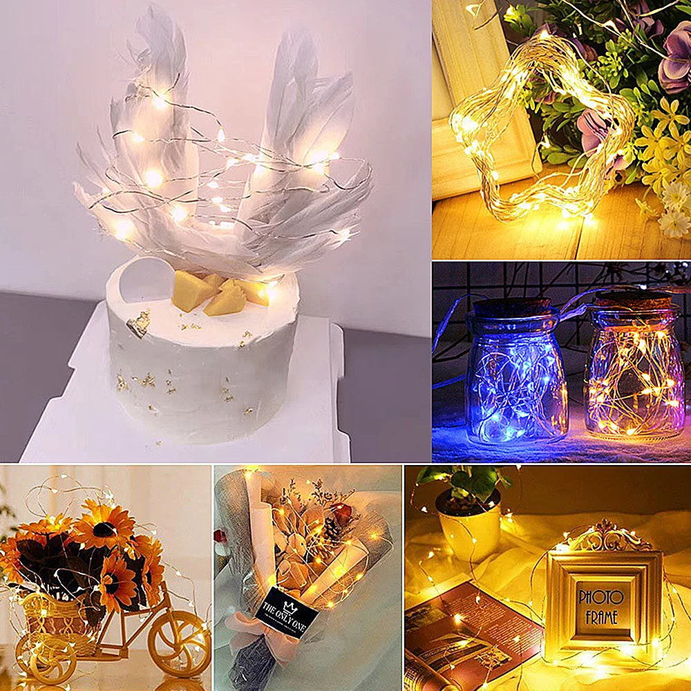 Fairy lights 1M 2M 3M 5M LED Mini Christmas Copper Wire String Waterproof Wedding Xmas Garland Party