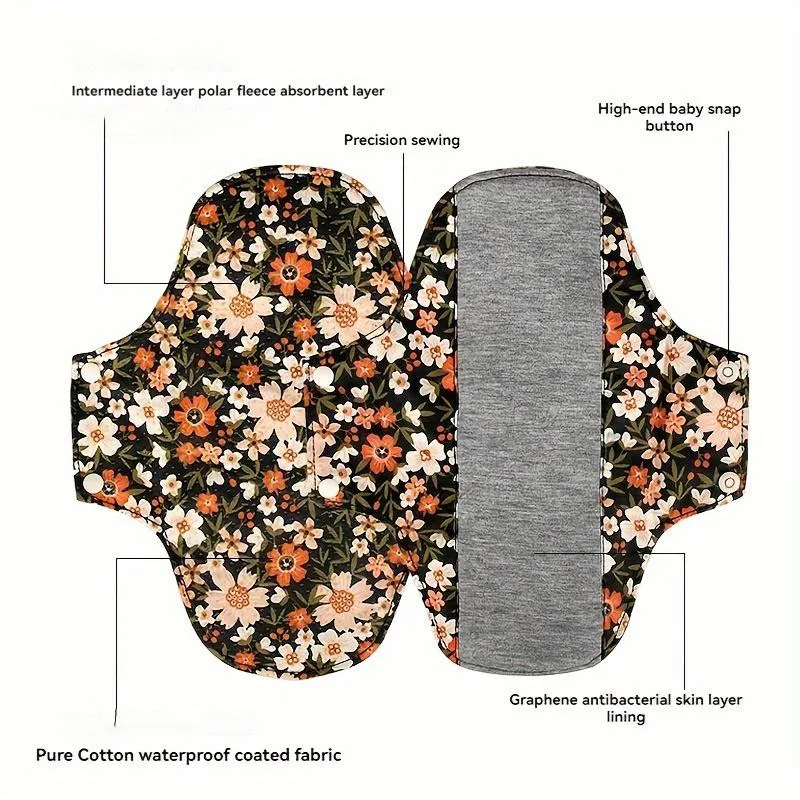 4Pcs Menstrual pad 20*23CM Reusable Washable sanitary pad Graphene Breathable Nursing With Cartoon Animal Storage Bag New