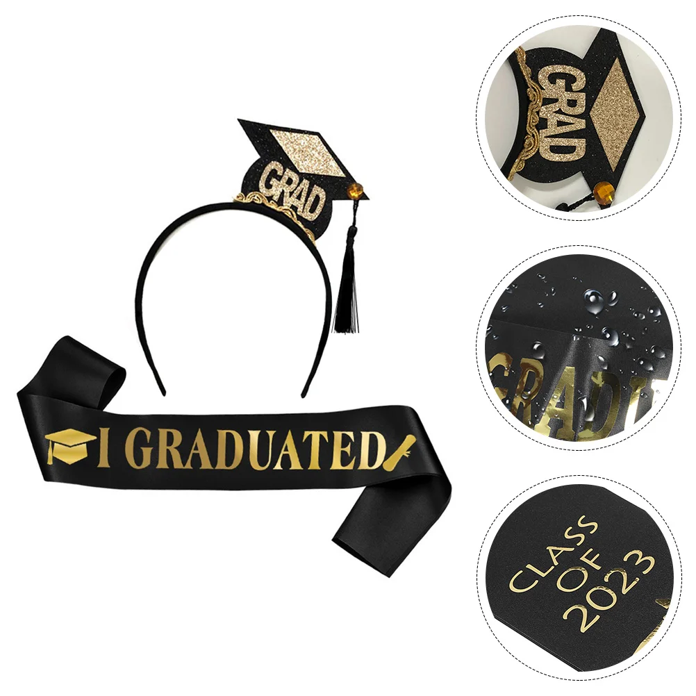 

Satin Hair Scrunchies Graduation Headband Shoulder Straps Elastic Ties Sashes for