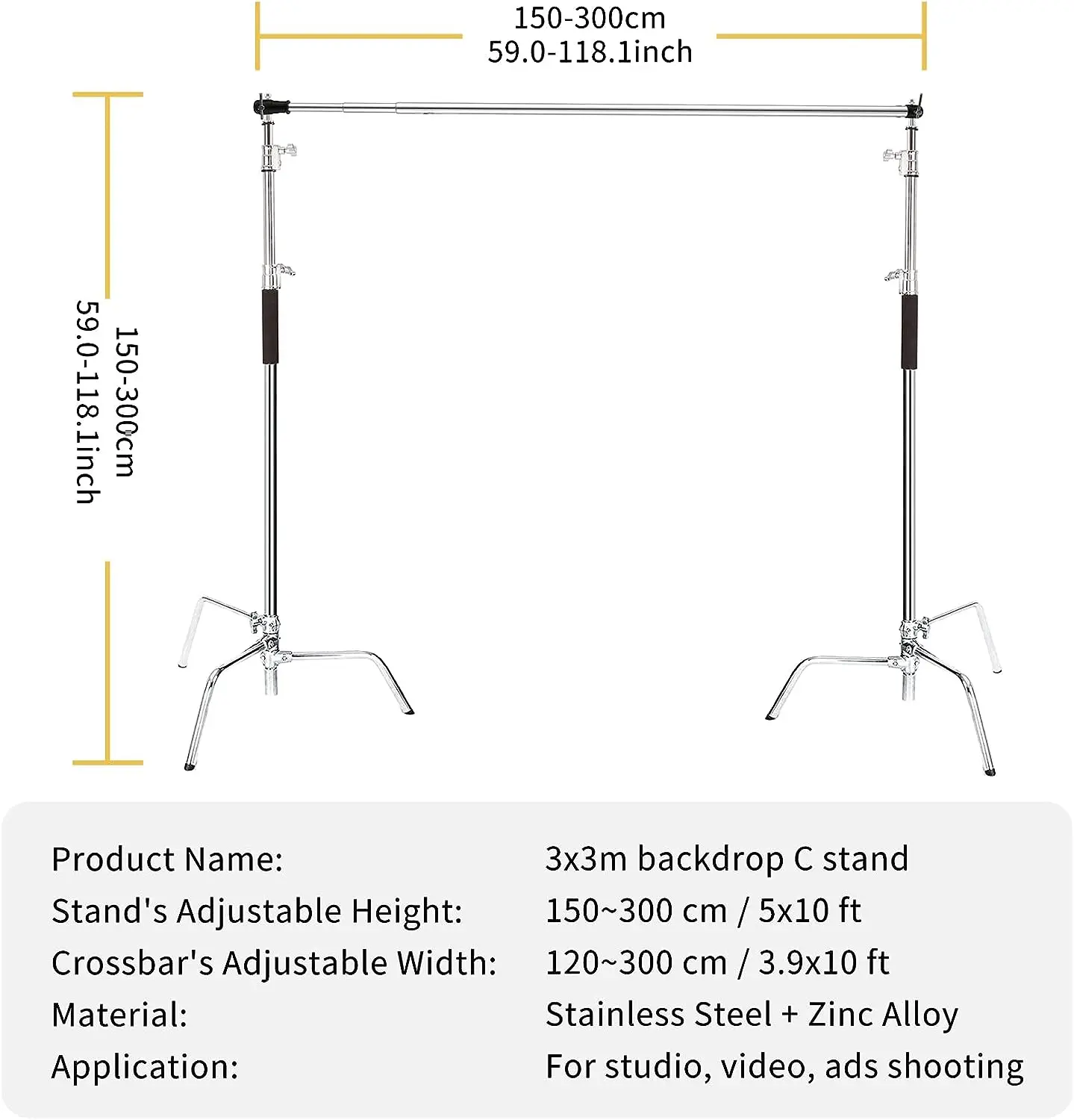 Supporto Per Sfondo Fotografico Regolabile - 200x300 Cm, Con 10 Morsetti, Per Studio E Live Streaming - Foto 6