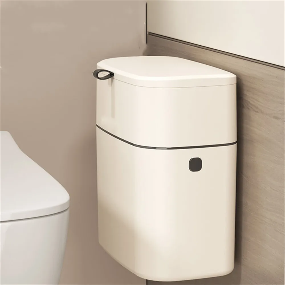 Wall Mounted Bathroom Trash Can with Lid Dustbin Hanging Toilet Bucket